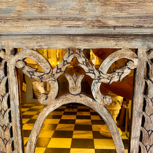 Aged Wood Mirror with Amber Glass