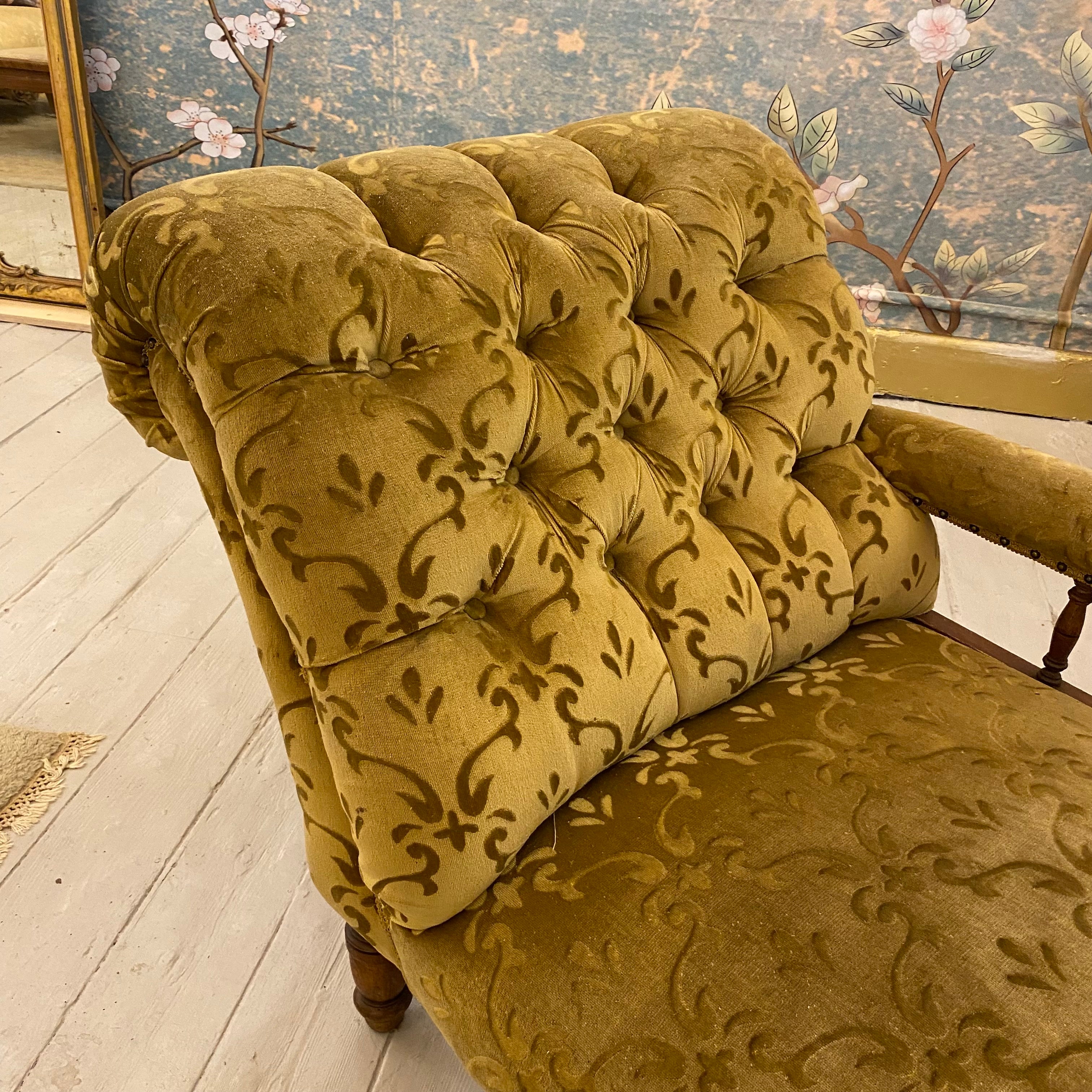 Antique Velvet Chaise Lounge - SOLD