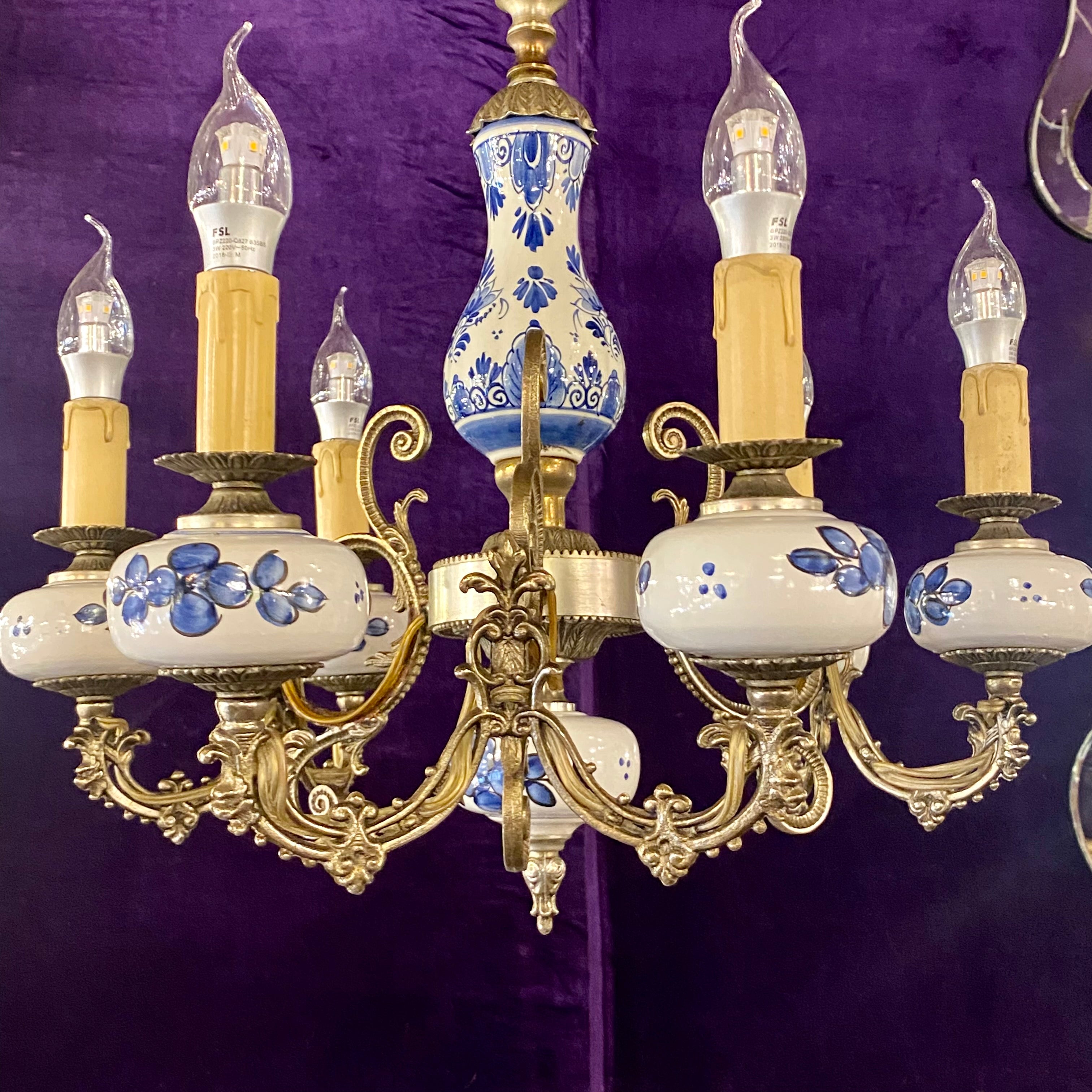 Unusual Antique Delft Chandelier - SOLD