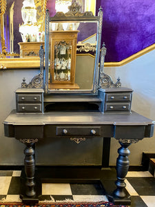 Victorian Dressing Table Painted in a Matte Charcoal Finish - SOLD