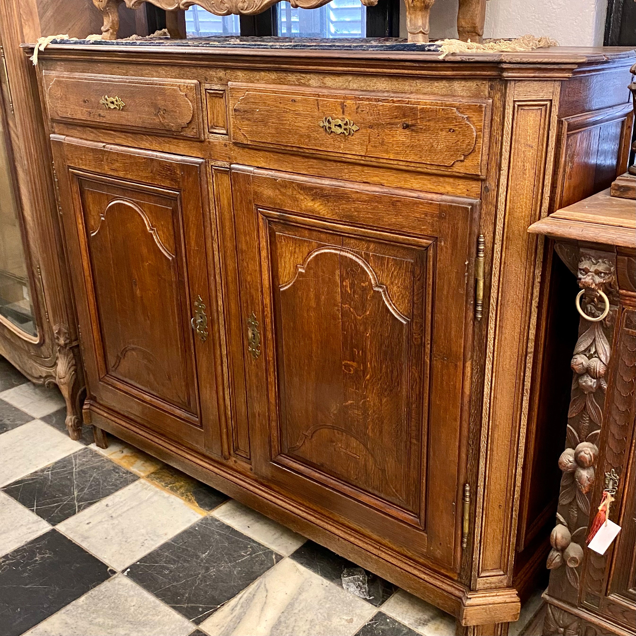 Antique Carved Oak Server