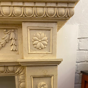 Hand Carved Creme Marble Fire Surround - SOLD