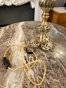 Vintage Pierced Brass Table Lamp - SOLD