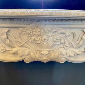 Large Ornately Carved White Marble Fire Surround - SOLD