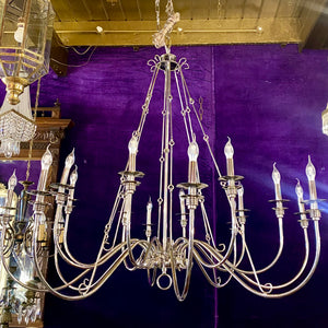 An Extremely Large Nickel Sixteen Arm Chandelier - SOLD