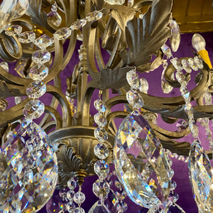 Vintage Steel and Crystal Chandelier