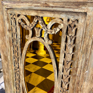 Aged Wood Mirror with Amber Glass