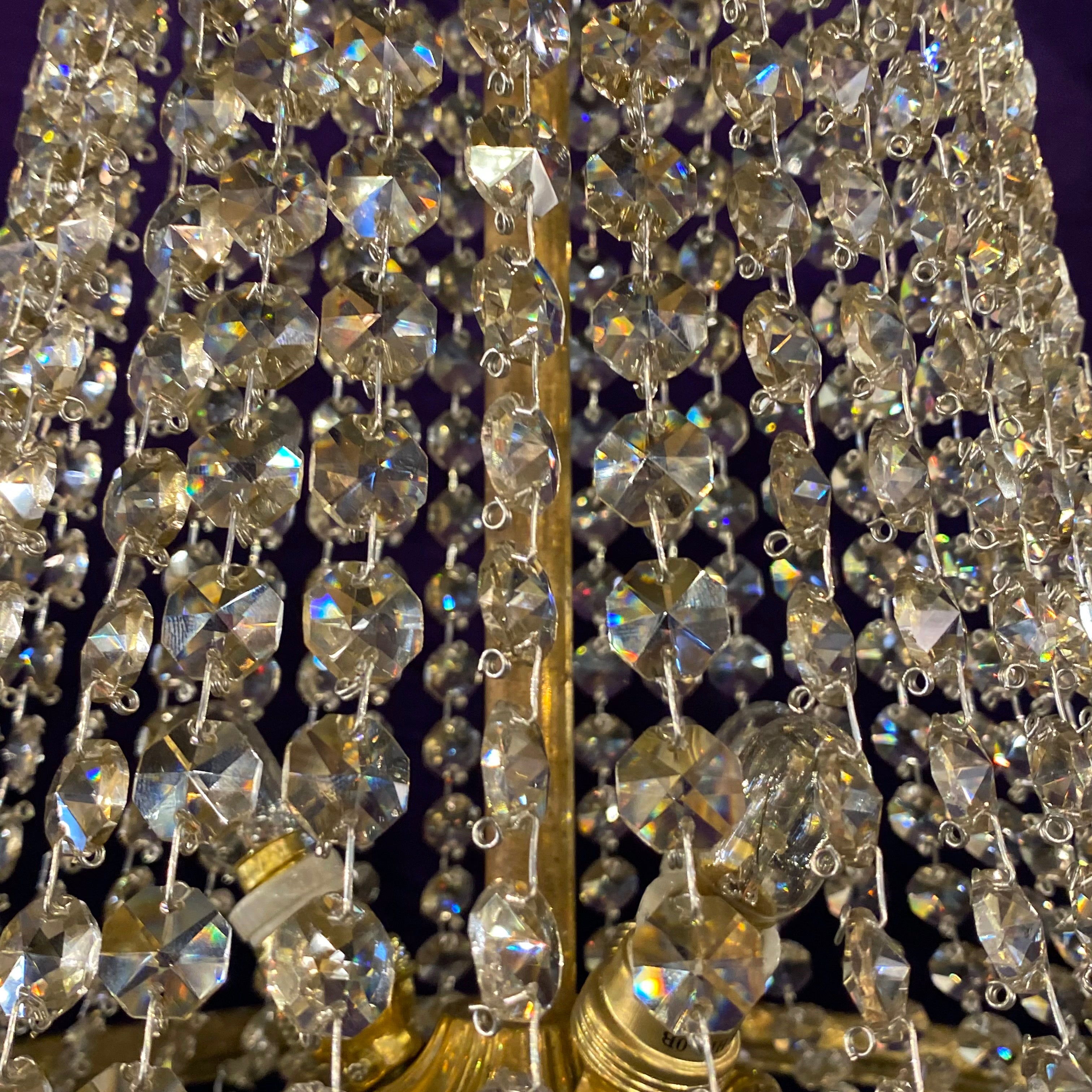 Aged Brass and Crystal Neoclassical Chandelier - SOLD