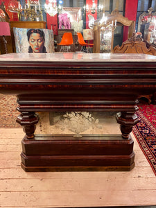 Early 20th Century Mahogany Bar with Marble Top & Detailed Mirror - SOLD