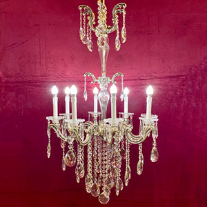 Tall Delos Eight Arm Crystal Chandelier