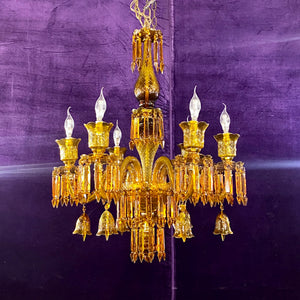 Amber Coloured Murano Glass Style Chandelier - SOLD