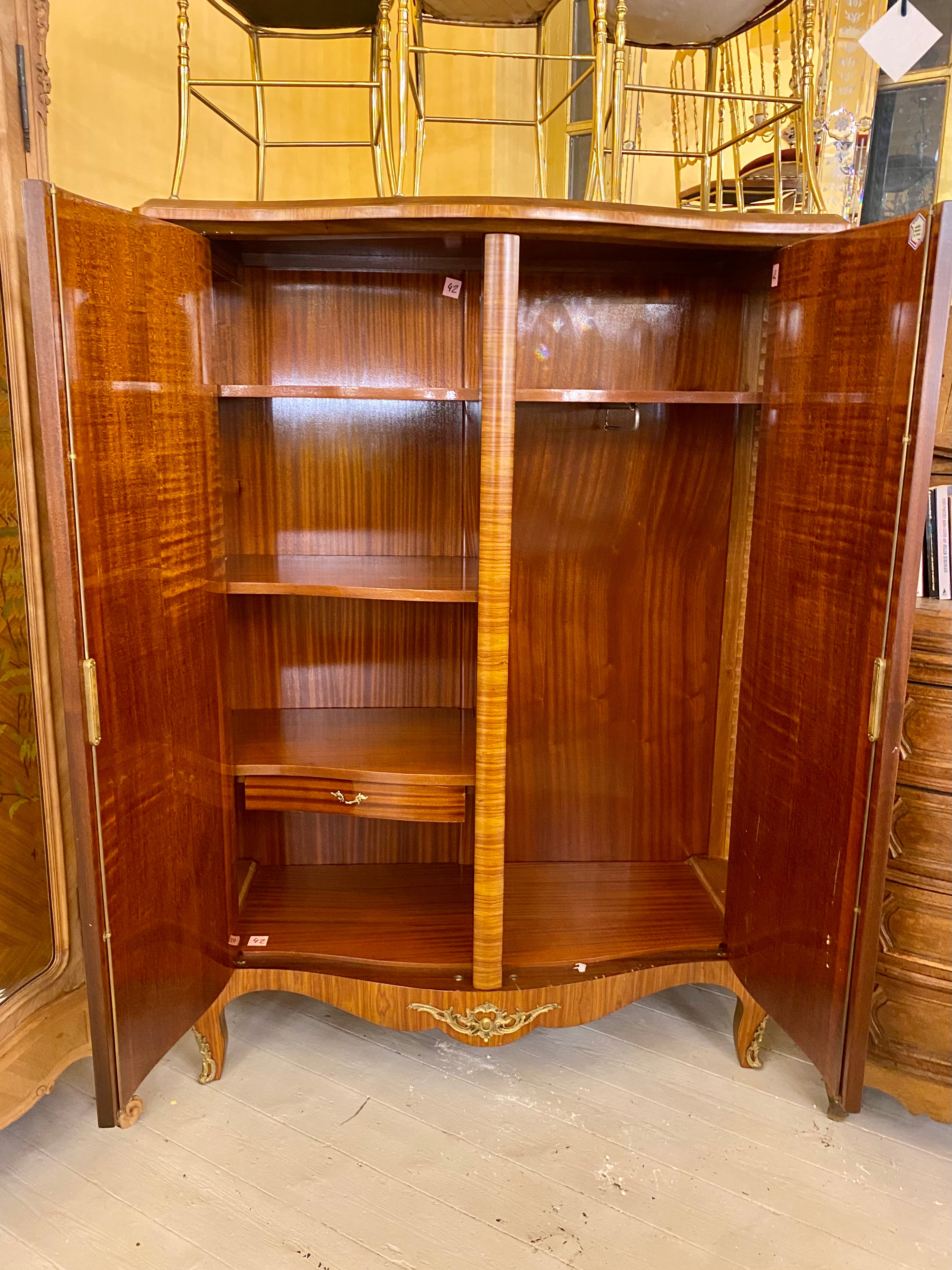 Antique Rosewood Cabinet with Delicate Inlay Detail & Brass Castings - SOLD