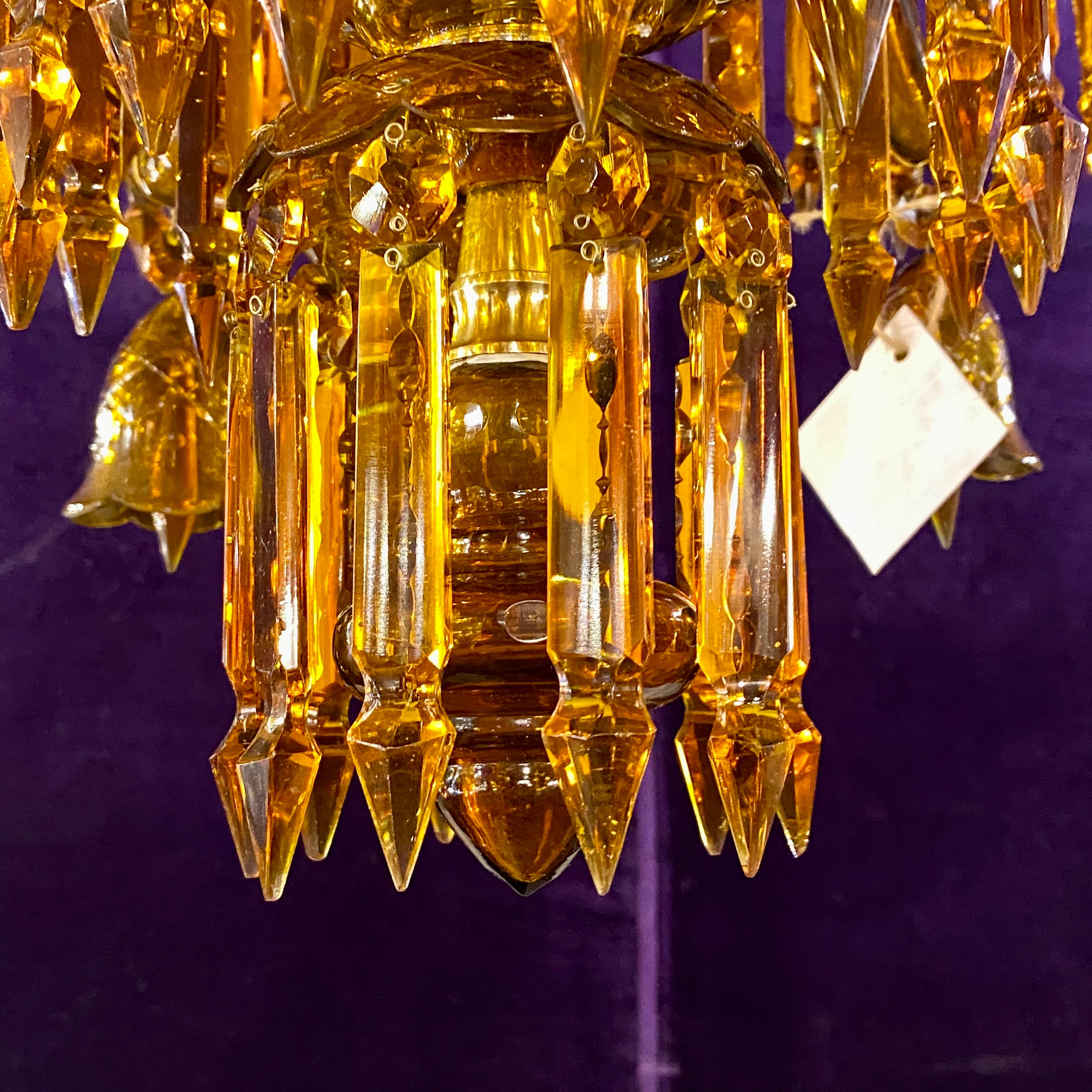 Amber Coloured Murano Glass Style Chandelier - SOLD