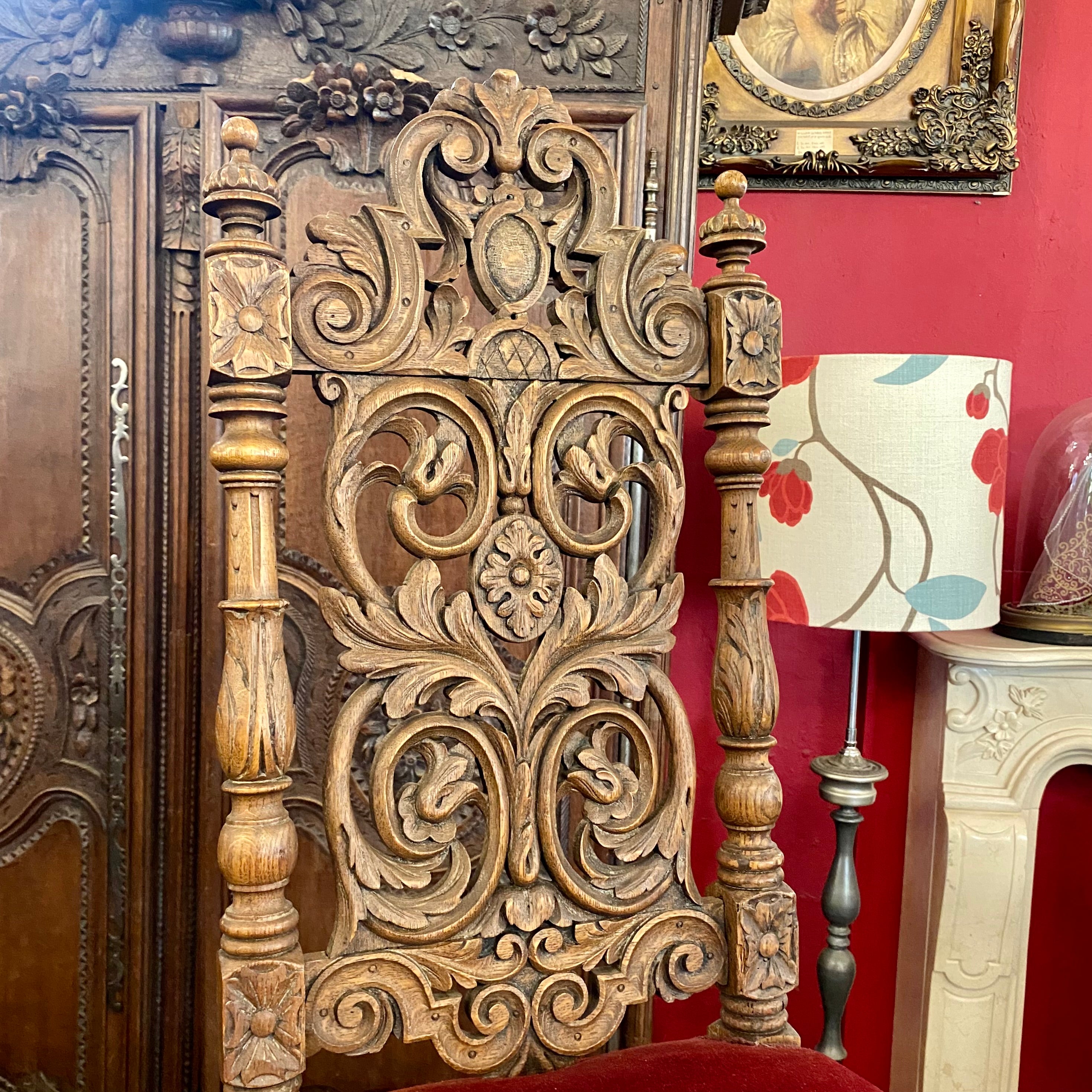 Pair of 19th Century Carved Oak Dining Chairs