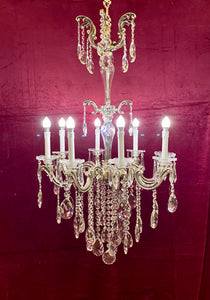 Tall Delos Eight Arm Crystal Chandelier