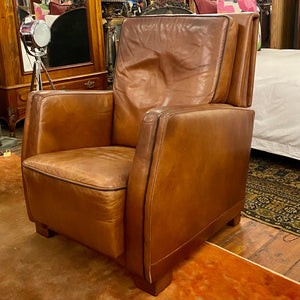 Art Deco Tan Leather Armchair