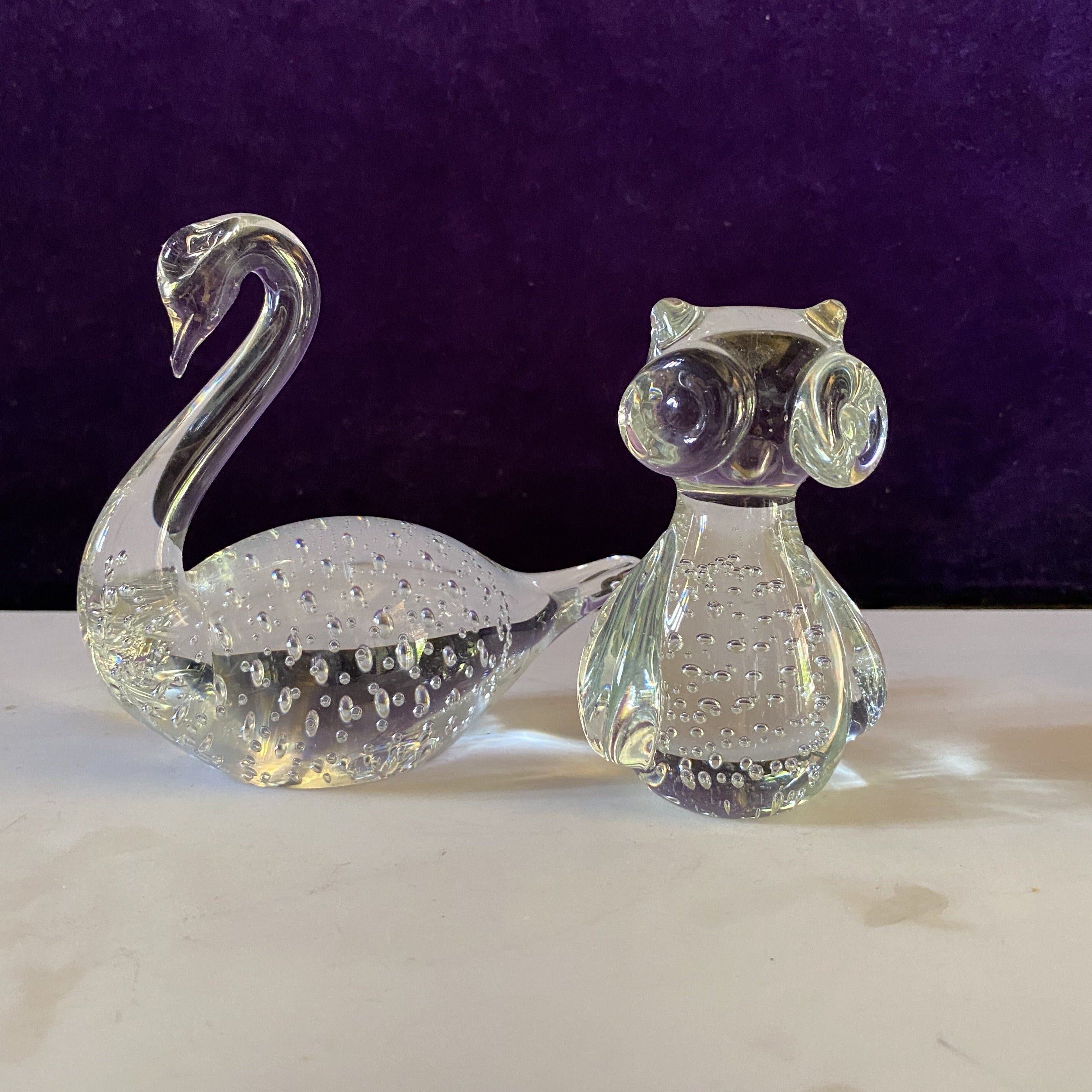 Vintage Murano Clear Glass Owl - SOLD