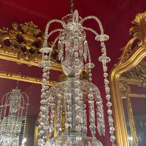 Very Rare 1930's Bohemian Czeckoslovakian Glass and Crystal Chandelier with Original Crystals