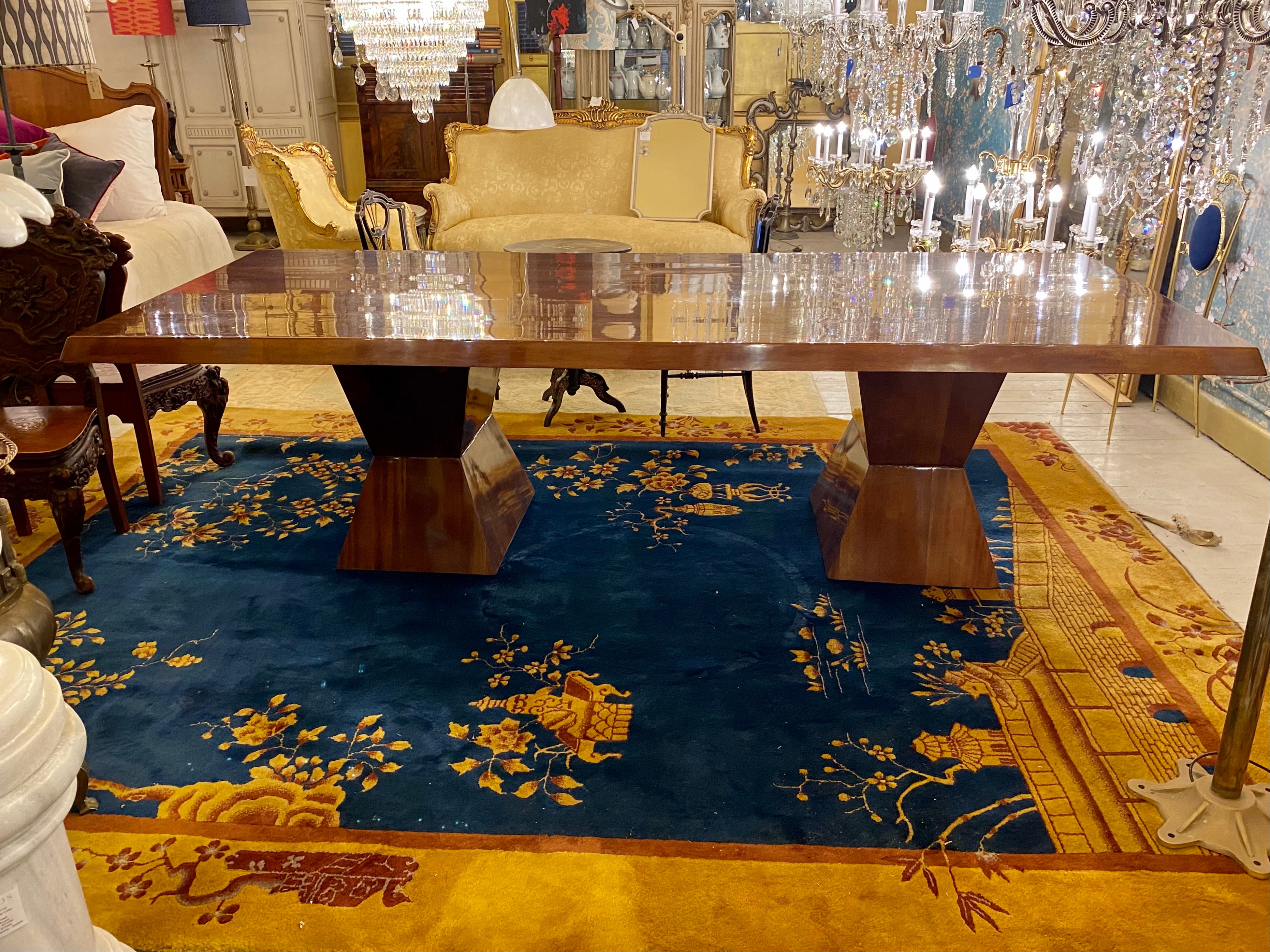 French Polished Mid Century Dining Table - SOLD