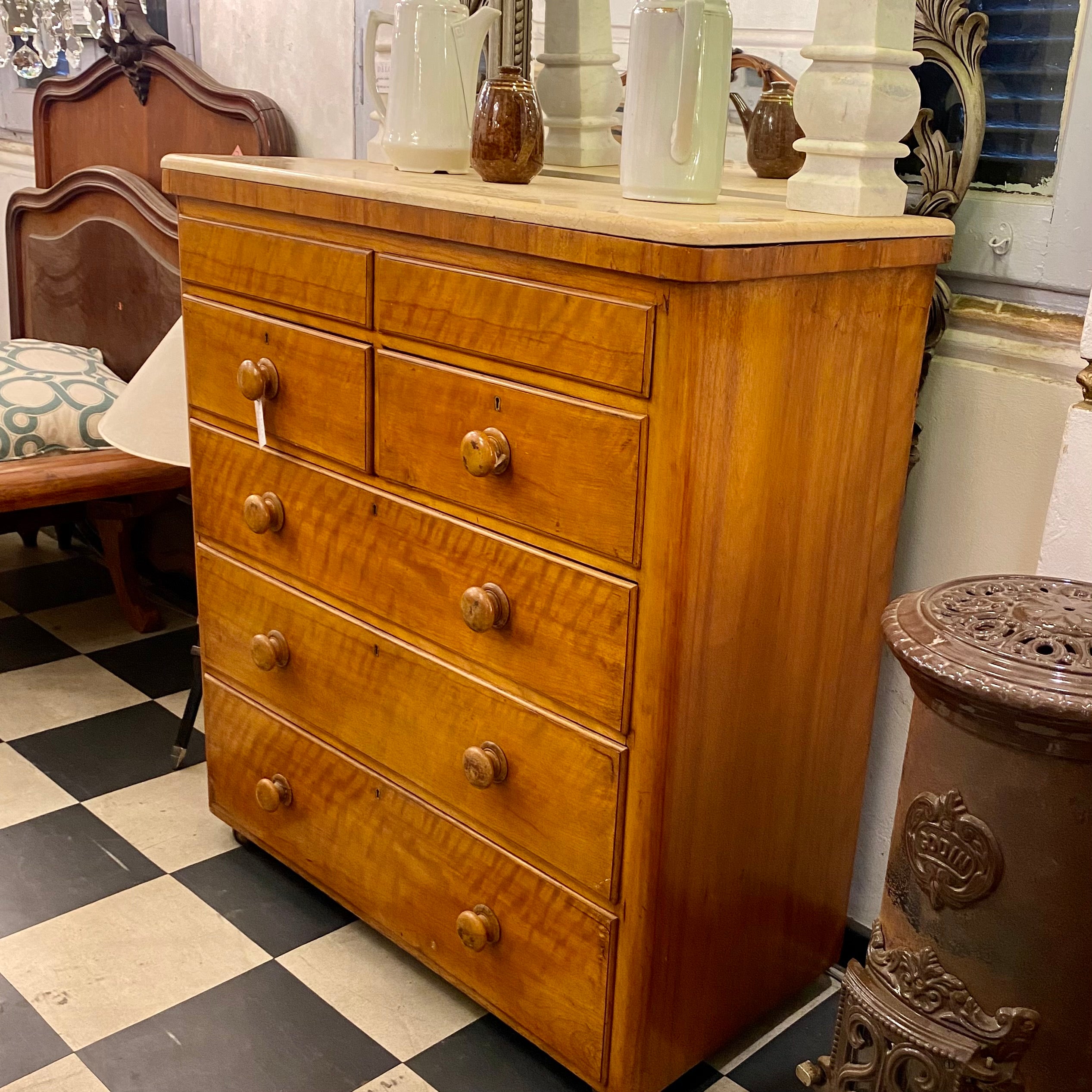 Vintage Chest of Drawers with Marble Top - SOLD