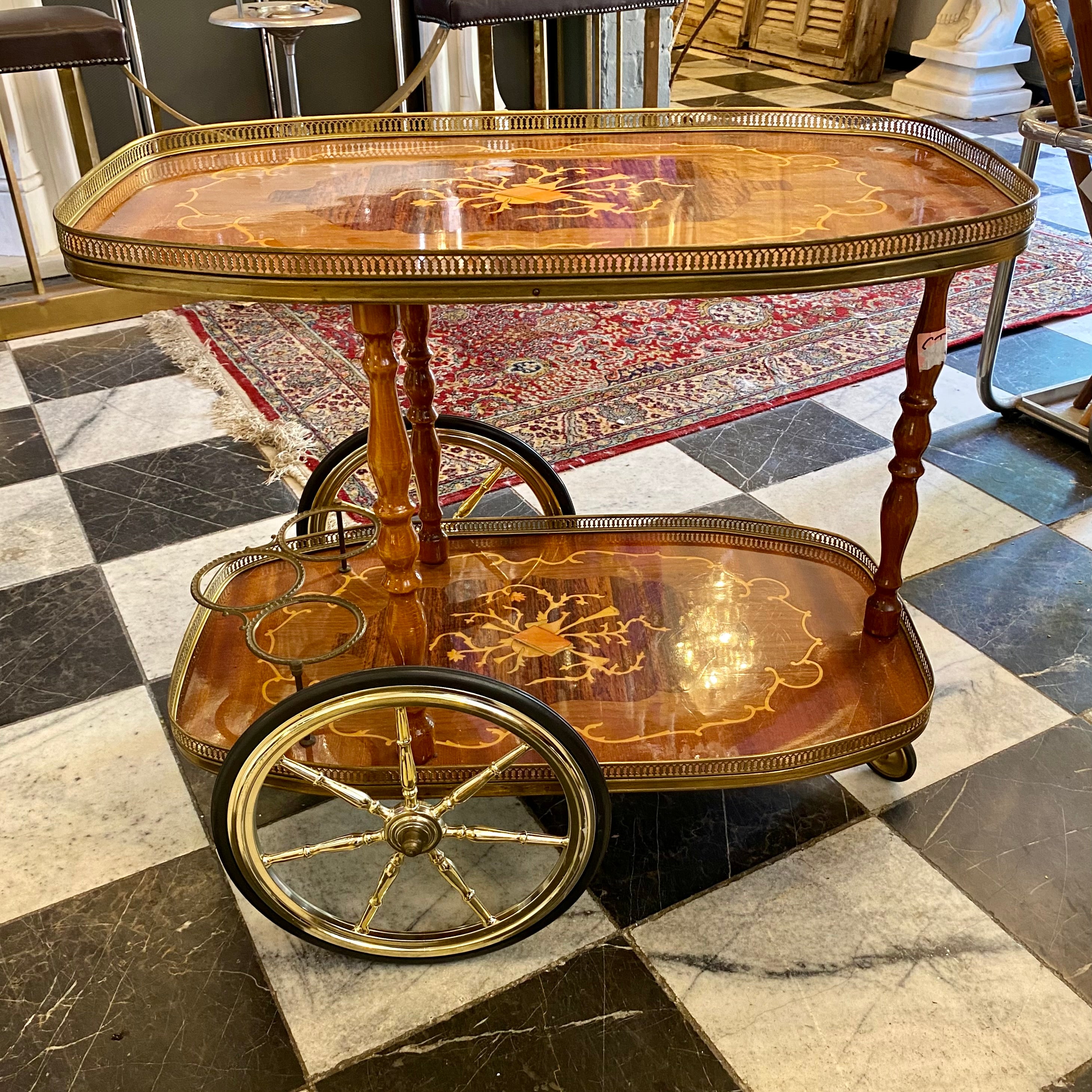 Vintage Inlaid Drinks Trolley - SOLD