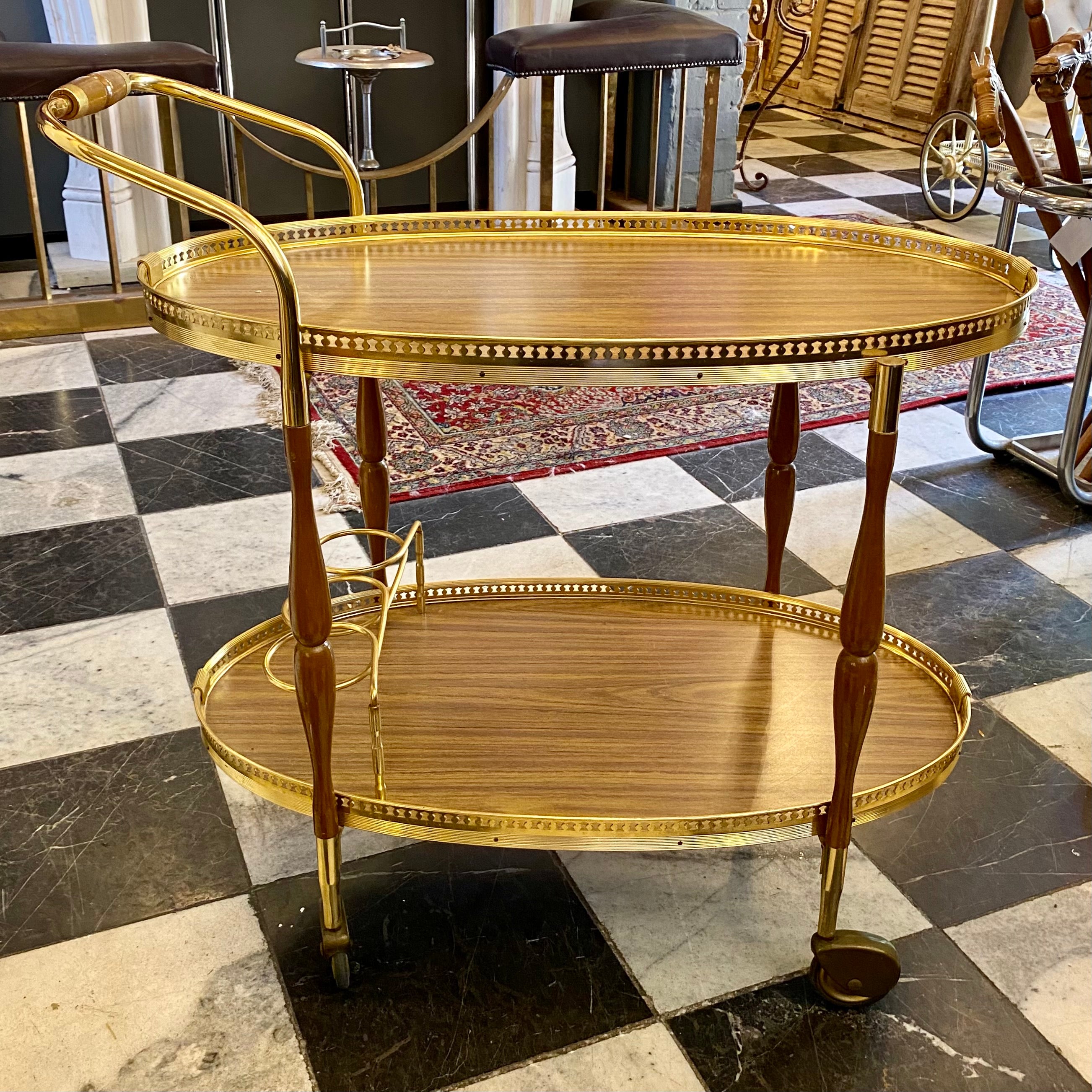 Vintage Gilt Wood Drinks Trolley