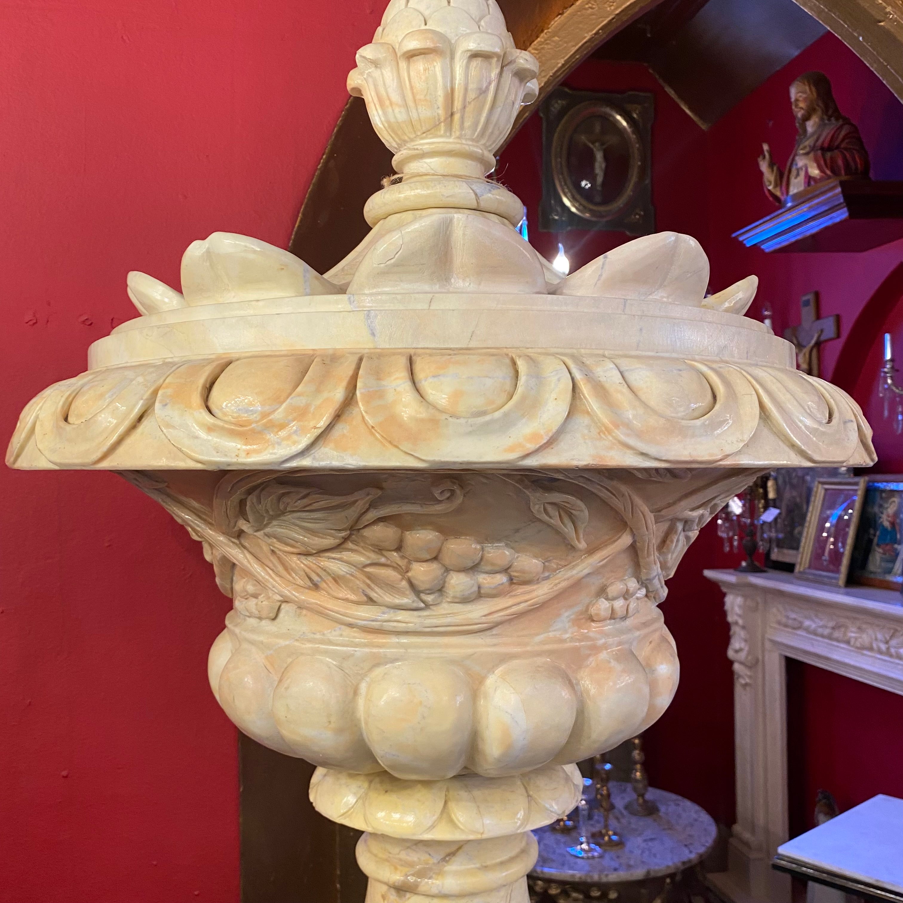 Very Large and Impressive Creme Marble Finials