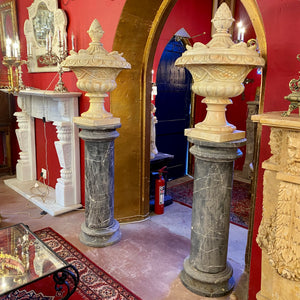 Very Large and Impressive Creme Marble Finials
