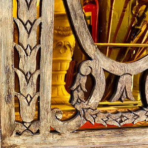 Aged Wood Mirror with Amber Glass