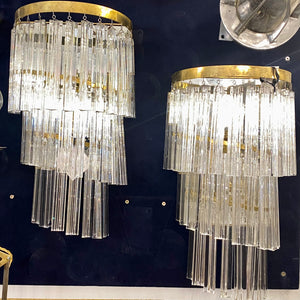 Swedish Crystal & Brass Waterfall Wall Sconce - SOLD