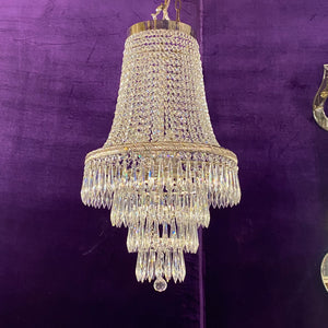 Polished Nickel & Crystal Neoclassical Chandelier - SOLD