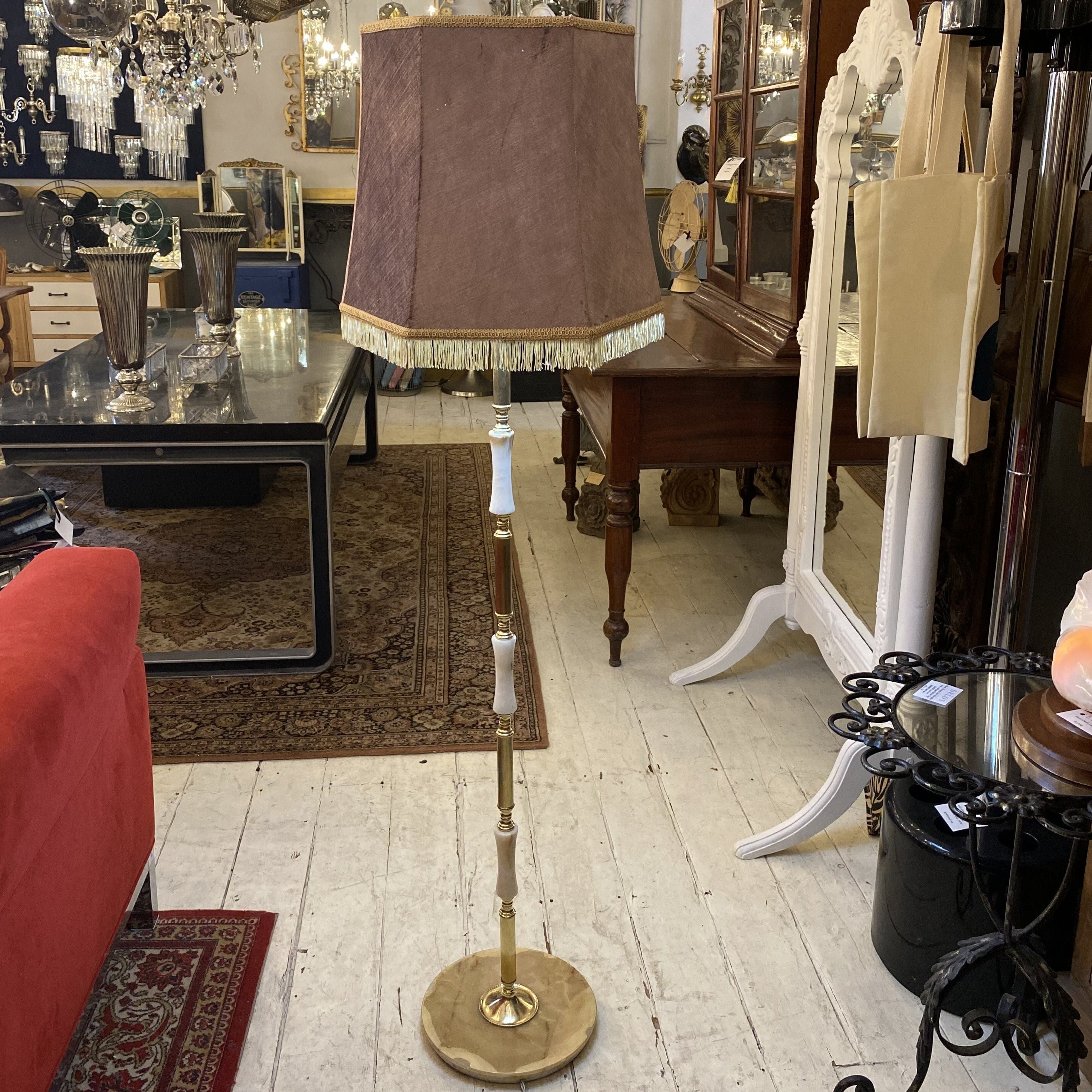 Vintage Italian Brass and Marble Standing Lamp - SOLD