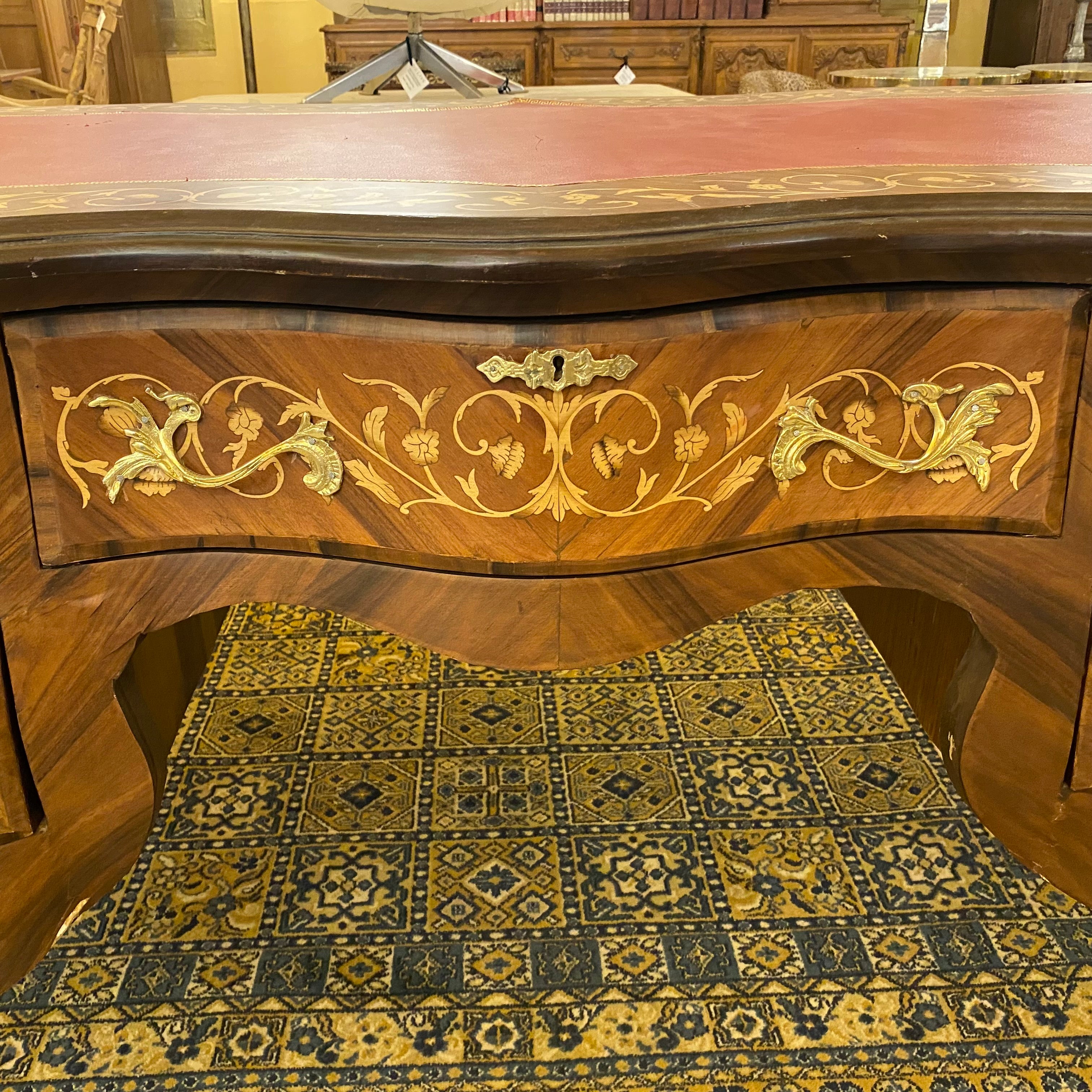 French Style Inlaid Desk with Brass Casting - SOLD