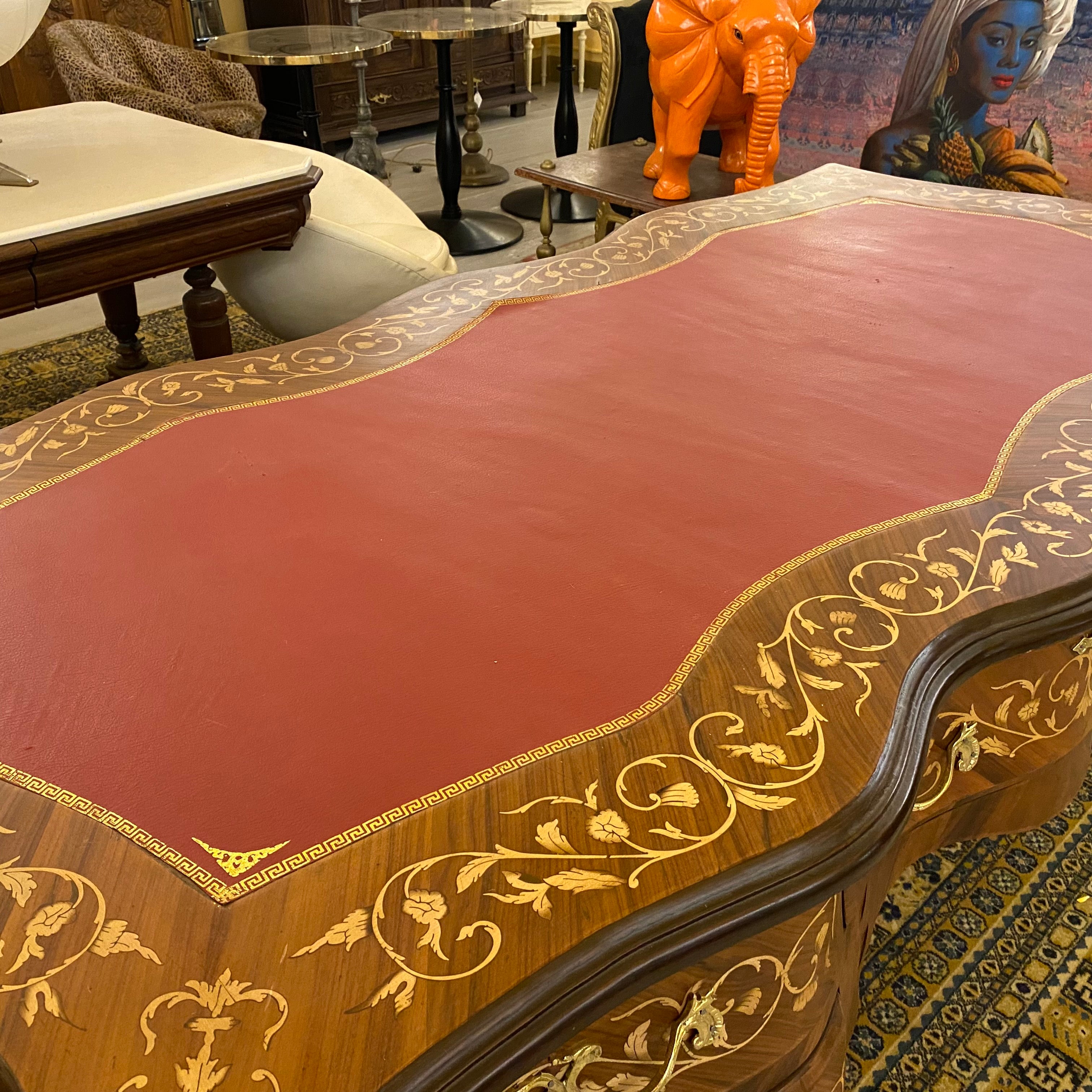 French Style Inlaid Desk with Brass Casting - SOLD