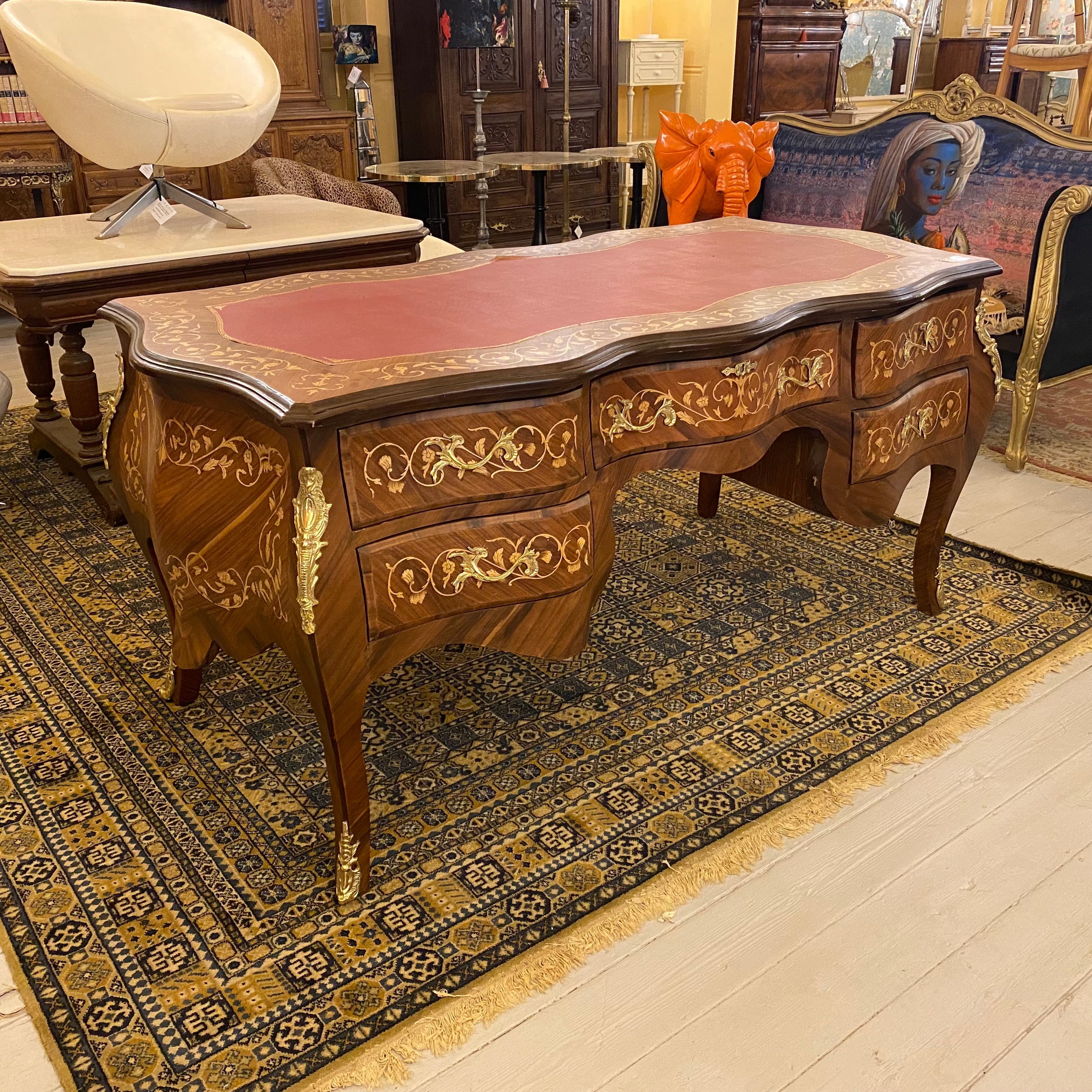 French Style Inlaid Desk with Brass Casting - SOLD