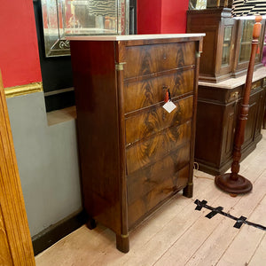 Antique Mahogany Chest of Drawers with White Marble Top - SOLD