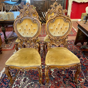 Antique French Ornately Carved Dining Chairs - SOLD