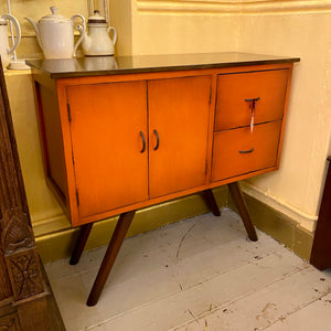 Funky Bright Orange Distressed Mid Century Style Unit - SOLD