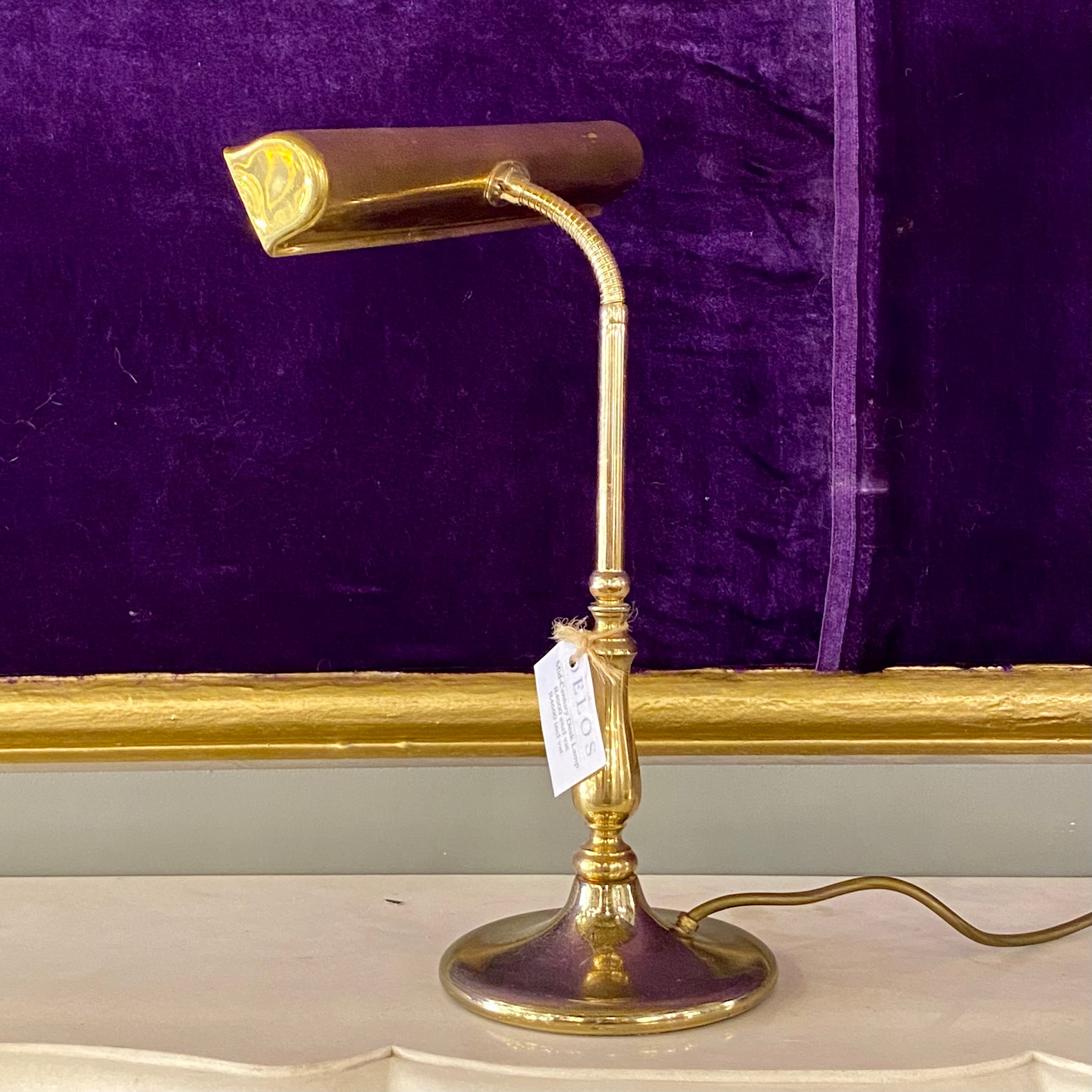 Vintage Polished Brass Desk Lamp - SOLD