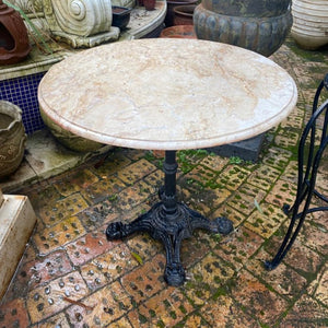 800mm Diameter Marble Table Top with Cast Iron Base - SOLD