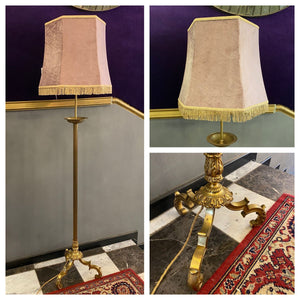 Elegant Antique Polished Brass Standing Lamp - SOLD