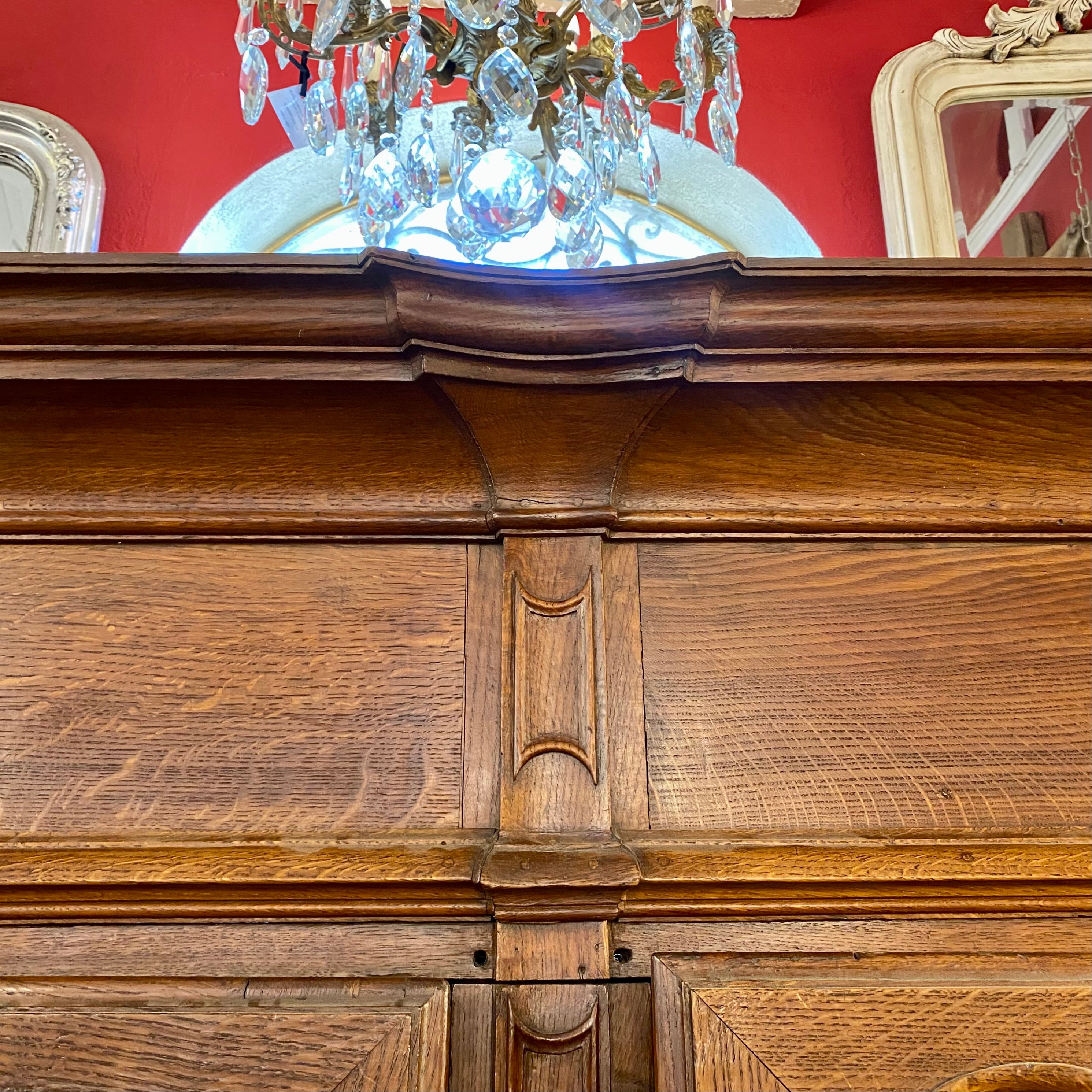 Large Antique Oak Linen Cabinet